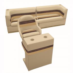 Deluxe Pontoon Furniture w/Toe Kick Base - Rear Traditional Package, Sand/Ch/Gld 309436SANCHSGLD