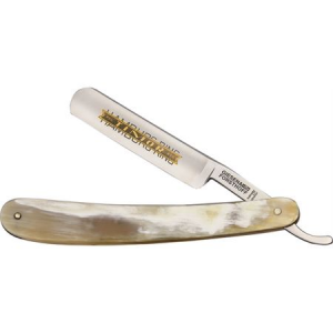 Timor Knives M571 Straight Carbon Steel Blade Razor with Horn Handle