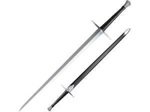 Cold Steel Hand-And-A-Half Sword 33-1/2 1060 Carbon Steel Blade Leather Wrapped Handle Black - 680948"