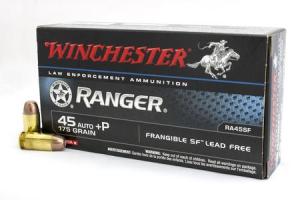 WINCHESTER AMMO 45 ACP +P 175 gr Ranger Frangible SF Police Trade Ammo 50/Box RA45SF