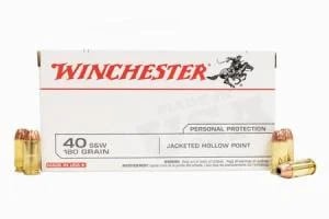 WINCHESTER AMMO 40SW 180 gr JHP Police Trade Ammo 50/Box USA40JHP