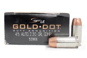 SPEER AMMUNITION 45 ACP 230 gr GDHP Gold Dot Police-Trade Ammo 50/Box 53966