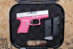GLOCK 43 9mm Used Trade-In Pistol with Pink/Silver Finish, Two Mags, Case BEVU138