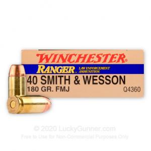 40 S&W - 180 Grain FMJ - Winchester Ranger - 50 Rounds 000081920131
