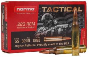 Norma Tactical .223 Remington 55gr FMJ Brass Cased Centerfire Rifle Ammo, 30 Rounds, 2422028 000294220289