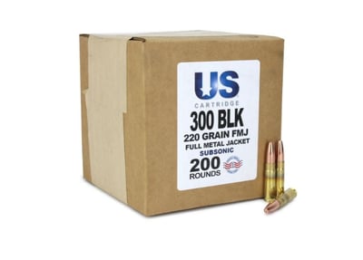 US Cartridge 300 Blackout 220 Gr Subsonic FMJ (200 Rounds) 