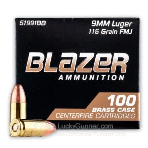 9mm - 115 Grain FMJ - Blazer Brass - 500 Rounds 0004544625298