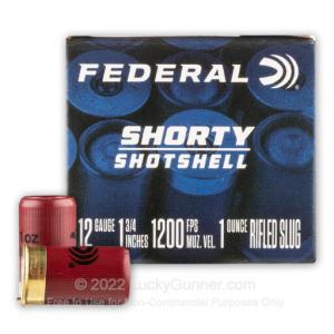 12 Gauge - 1-3/4" 1oz. Rifled Slug - Federal Shorty Shotshell - 100 Rounds 0004544651945