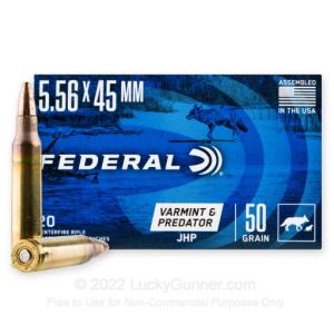 5.56x45 - 50 Grain JHP - Federal Varmint & Predator - 500 Rounds 0004544687265