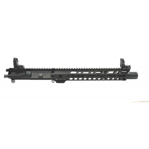 PSA 10.5" 5.56 Lightweight M-lok Slant 12" Upper With MBUS Sight Set, BCG, CH, & Fluted Flash Can - 516447012 000516447012