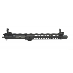 PSA 10.5" 5.56 Lightweight M-lok Slant 12" Upper With MBUS Sight Set, BCG, CH, & Fluted Flash Can - 516447128 000516447128