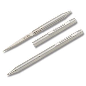 Rough Rider Ink Pen Knife 5.25" with Silver Finish and 440A Stainless Steel Plain Edge Blade Model RR612