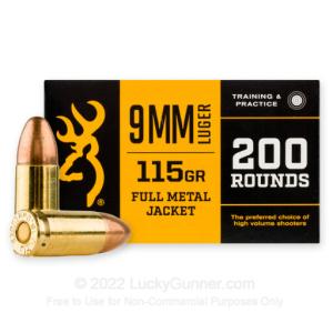 9mm - 115 Grain FMJ - Browning - 1000 Rounds 0020892227620