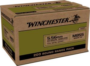 Winchester USA Ammunition 5.56x45mm NATO 62 Grain M855 SS109 Penetrator Full Metal Jacket SKU - 128669 0020892228658