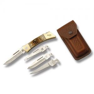 Case XX Changer 5" with Amber Jigged Bone Handles and Tru-Sharp Surgical Steel Blades Model 00050 00050