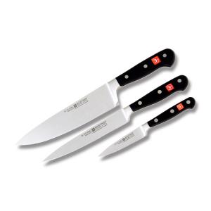 WÜSTHOF 3 Piece Cook's Set with Black Polyoxymethylene Handle and Satin Finish High Carbon Stainless Steel Blades Model 9608 002293960807