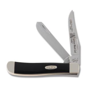 Case Mini Trapper 3.50” with American Black Coal Corelon Handles and Tru-Sharp Surgical Steel Plain Edge Blades Model 9207ABC 002661524270
