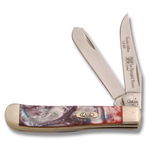 Case Premier Edition Mini Trapper 3.50" with Star Spangled Banner Corelon Handles and Tru-Sharp Surgical Steel Plain Edge Blades Model 9207STAR 002661530599