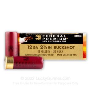 12 Gauge - 2-3/4" 00 Buck 8 Pellets - Federal Tactical LE with FliteControl Wad - 250 Rounds 0029465023152
