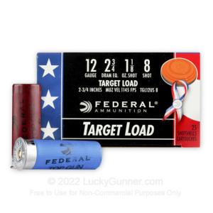 Federal USA 12 Gauge Top Gun Target Shotshell 250 Rounds 2 3/4" #8 Lead 1 1/8 oz. 0029465029222
