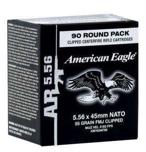 Federal Premium 556 90 CLIP, 5 Boxes with 90 Rounds/Box XM193AF90