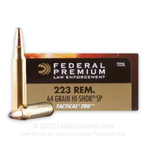 223 Rem - 64 Grain Hi-Shok SP - Federal Premium Law Enforcement - 500 Rounds 0029465095166