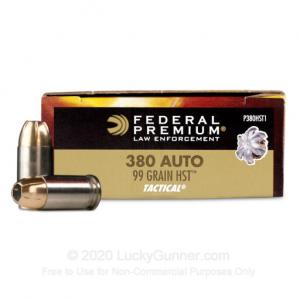 380 Auto - 99 Grain HST JHP - Federal Tactical - 1000 Rounds P380HST1