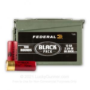 12 Gauge - 2 3/4" 00 Buckshot - Federal BLACK - 100 Round Ammo Can 004544645562