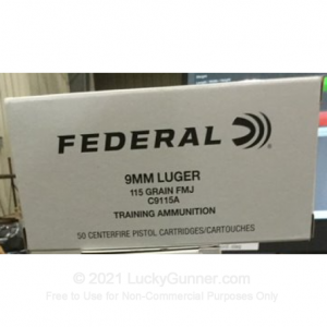 9mm - 115 Grain FMJ - Federal Training - 500 Rounds C9115A