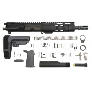 PSA 7.5" 300AAC Blackout 1/7 Nitride 6" Lightweight M-Lok MOE EPT SBA3 Pistol Kit, Gray 005165450605