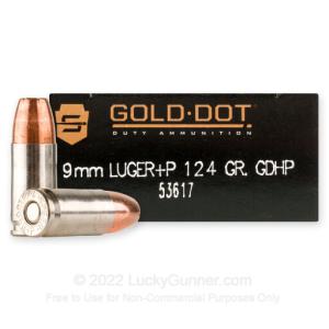 9mm Luger - +P 124 Grain JHP - Speer Gold Dot - 1000 Rounds 0076683536171