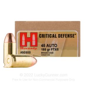 45 ACP - 185 Grain FTX JHP - Hornady Critical Defense - 200 Rounds 0090255909002
