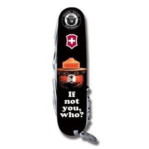 Victorinox Swiss Army Tinker Smokey Bear Series 3.625" with If Not You Printed ABS Handles and Stainless Steel Blades and Tools Model STBV914 010733885829