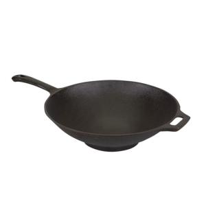 Stansport Wok, 12.5in, Cast Iron, Pre-Seasoned, Black, 12.5, 16301 011319216013