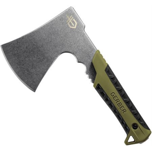 Gerber Pack Hatchet, Compact Axe, Stonewash Metal Finish, Flat Sage Green Grip 31-003482
