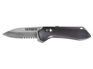 Gerber Highbrow Compact Assisted Opening Folding Knife, 2.8in, 7CR Steel, Partially Serrated, Grey, 30-001519 30001519