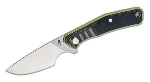 Gerber Downwind Caper 3.46&quot; Stonewashed Drop PointFixed Blade Knife Green/Black G10 Handles 30-001821