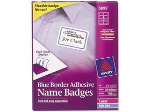 Avery 5895 Flexible Self-Adhesive Laser/Inkjet Name Badge Labels, 2-1/3 x 3-3/8, BE, 400/Bx N82E16848069020