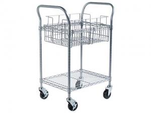 Safco 5235GR Wire Mail Cart, 600lbs, 18-3/4w x 26-3/4d x 38-1/2h, Metallic Gray