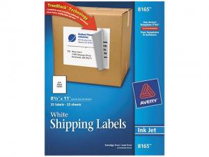 Avery Shipping Labels, TrueBlock Technology, Permanent Adhesive, 8.50' x 11.00', 25 Labels (8165)