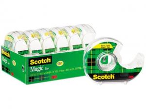 Scotch 6122 Magic Office Tape & Refillable Dispenser, 3/4' x 650', Clear, 6/Pack