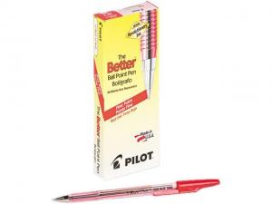 Pilot 37011 Better Ballpoint Stick Pen, Red Ink, Fine, Dozen N82E16848001331