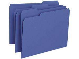 Smead 13193 File Folders, 1/3 Cut Top Tab, Letter, Navy, 100/Box
