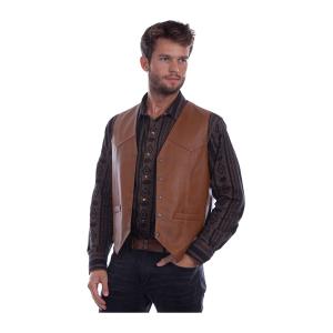 SCULLY Mens Western Saddle Tan Vest 507-15