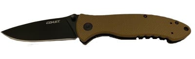 Coast DX342 3.5" Drop Point Knife, Double Lock, G10 Handle, Tan 015286304872