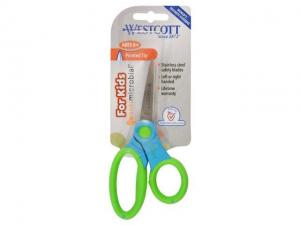 Westcott 14597 Kids Ultra Soft Handle Scissors- Anti Bacteria Protected- 5' Length- Pointed Tip