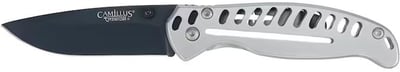 Camillus EDC3 Pocket Knife 3" Drop Point AUS-8 Black Blade Stainless Steel Handle Silver CAM-19296