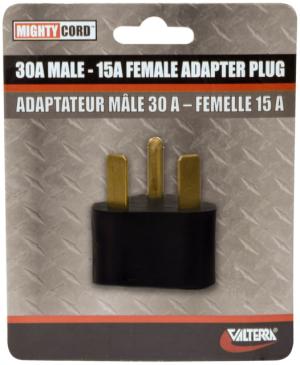 Valterra Mighty Cord Adapter Plug - 30Am To 15Af, Carded, Black, A10-3015AVP