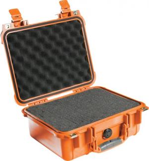 Pelican 1400 Small 13x11x6in Protector Waterproof Carry Case, Orange w/ Foam 1400000150