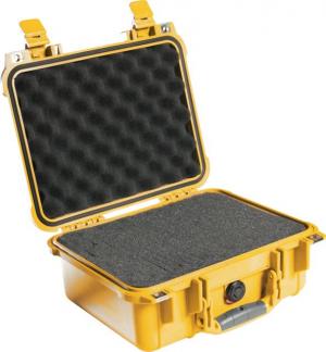 Pelican 1400 Small 13x11x6in Protector Waterproof Carry Case, Yellow w/ Foam 1400000240